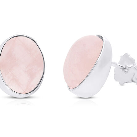 Kolczyki srebrne z naturalnym kwarcem różowym