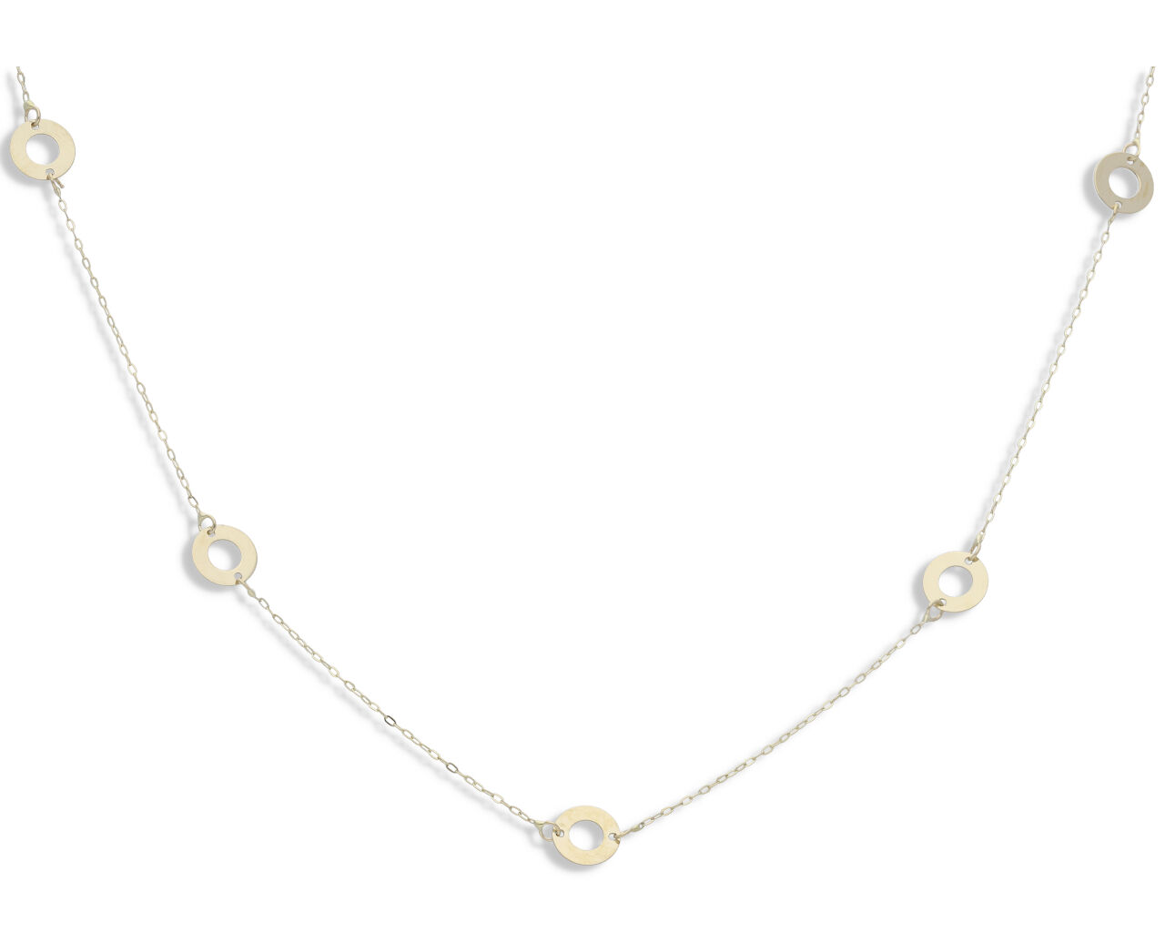Naszyjnik złoty z okrągłymi otwartymi blaszkami
