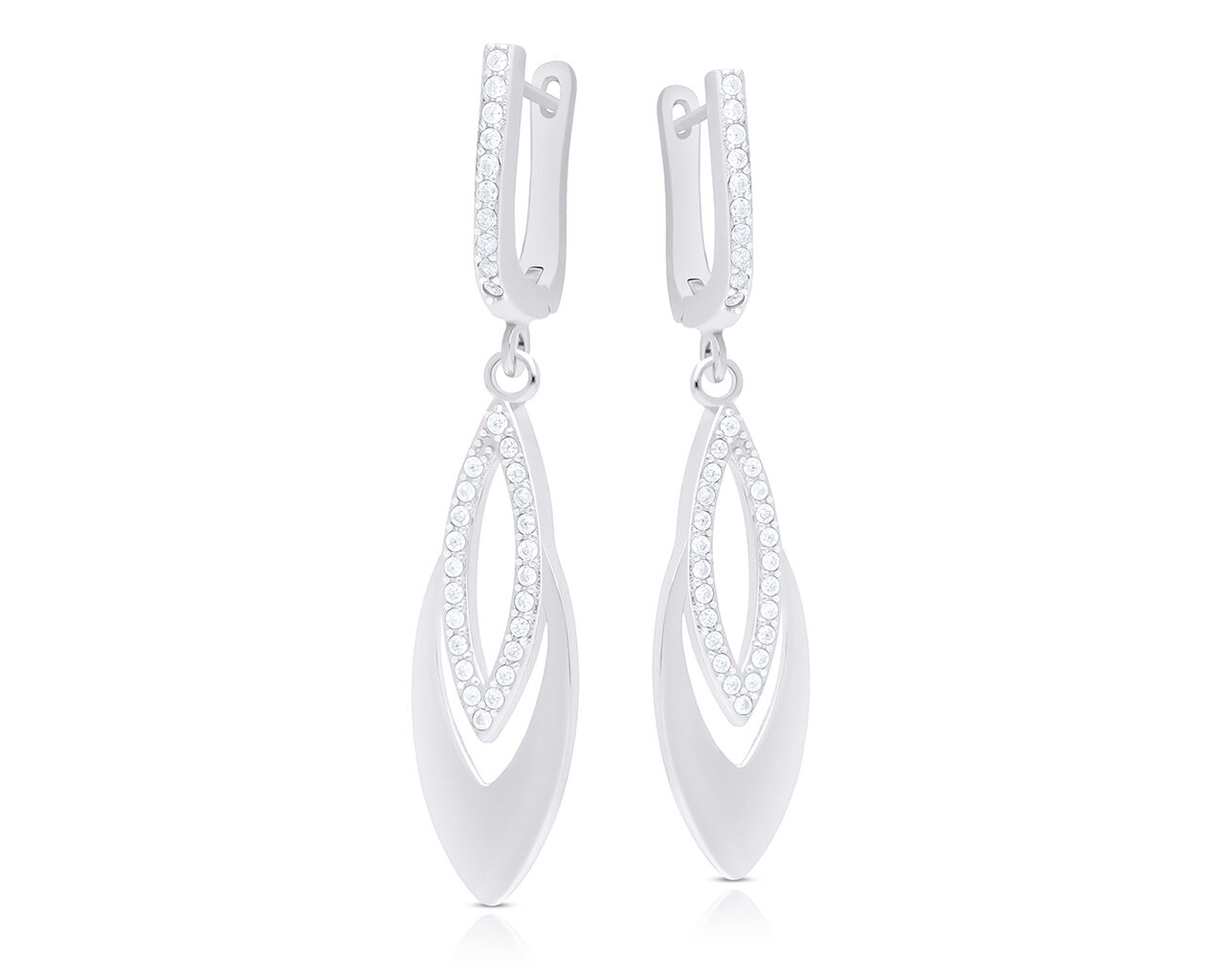 Kolczyki srebrne wiszące angielskie z cyrkoniami