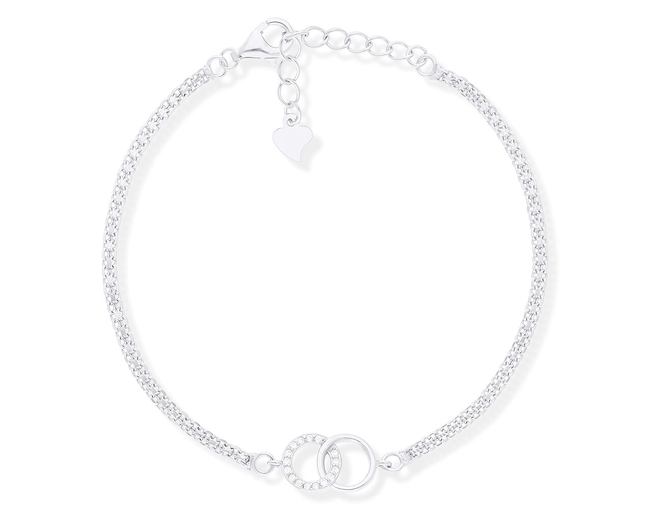 Bransoletka srebrna ze złączonymi kółkami