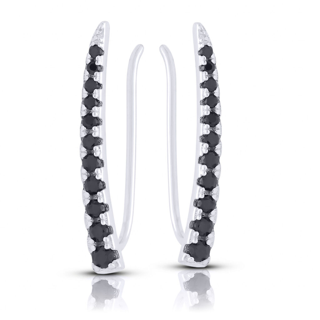 Srebrne nausznice 925 z rzędem czarnych cyrkonii