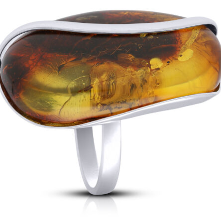 Pierścionek srebrny z naturalnym bursztynem pr.925