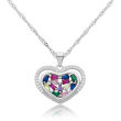 Zawieszka srebrna serce z kolorowymi kamieniami - 2