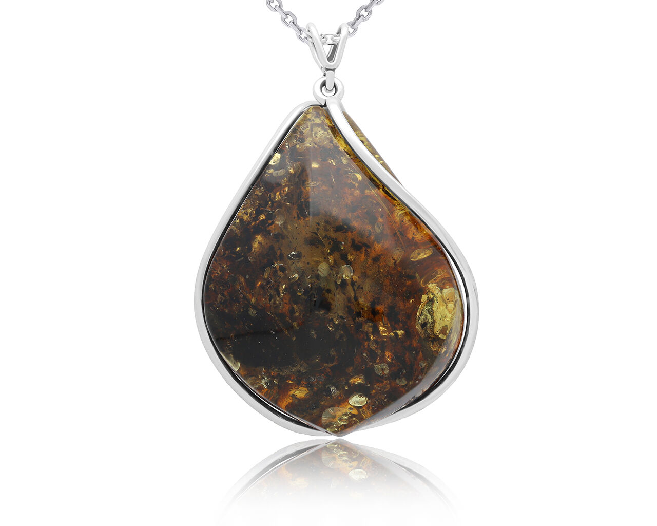 Zawieszka srebrna z bursztynem naturalnym pr.925