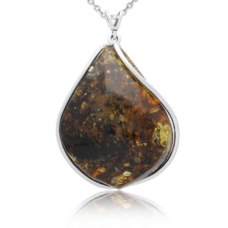 Zawieszka srebrna z bursztynem naturalnym pr.925