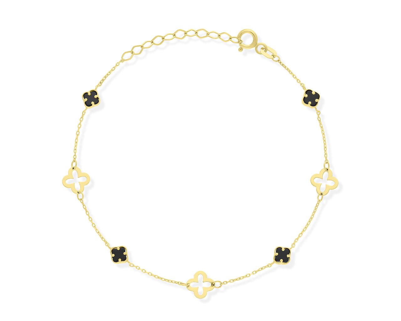 Złota bransoletka czarne onyksy pr.585