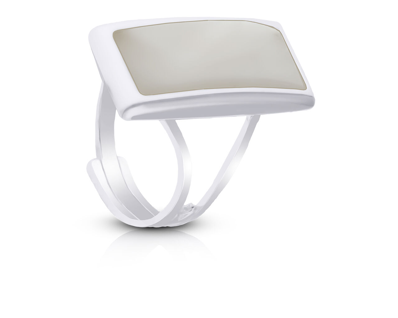 Srebrny pierścionek duży z białym kamieniem