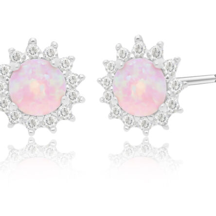 Kolczyki srebrne z różowym opalem pr.925