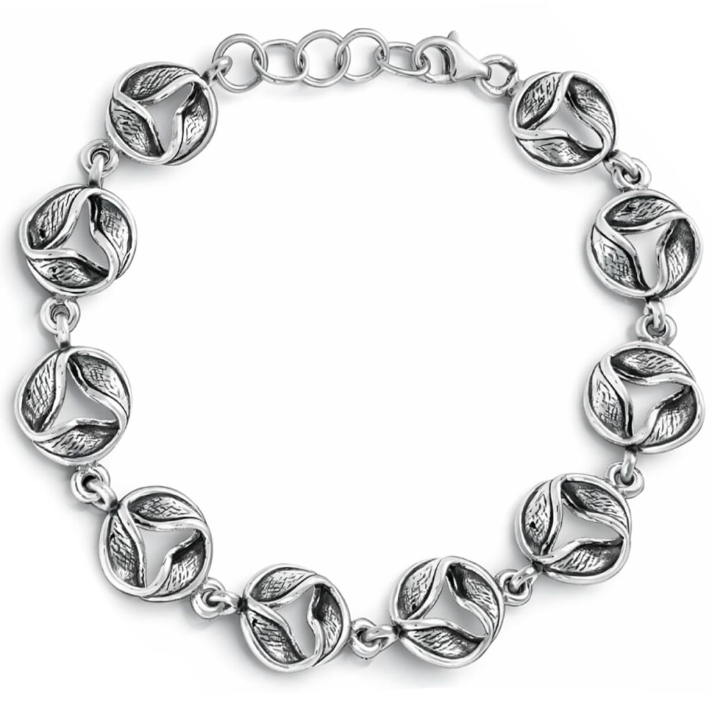 Bransoletka srebrna 925 z motywem trójlistnym