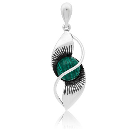 Zawieszka srebrna z zielonym malachitem pr.925