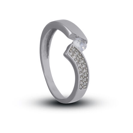 Pierścionek srebrny oryginalny wzór z kamieniem