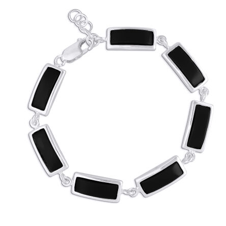 Bransoletka srebrna z czarnymi onyksami