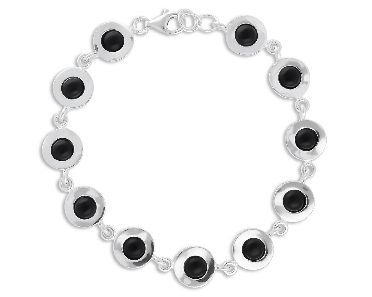 Bransoletka srebrna okrągła z onyksem