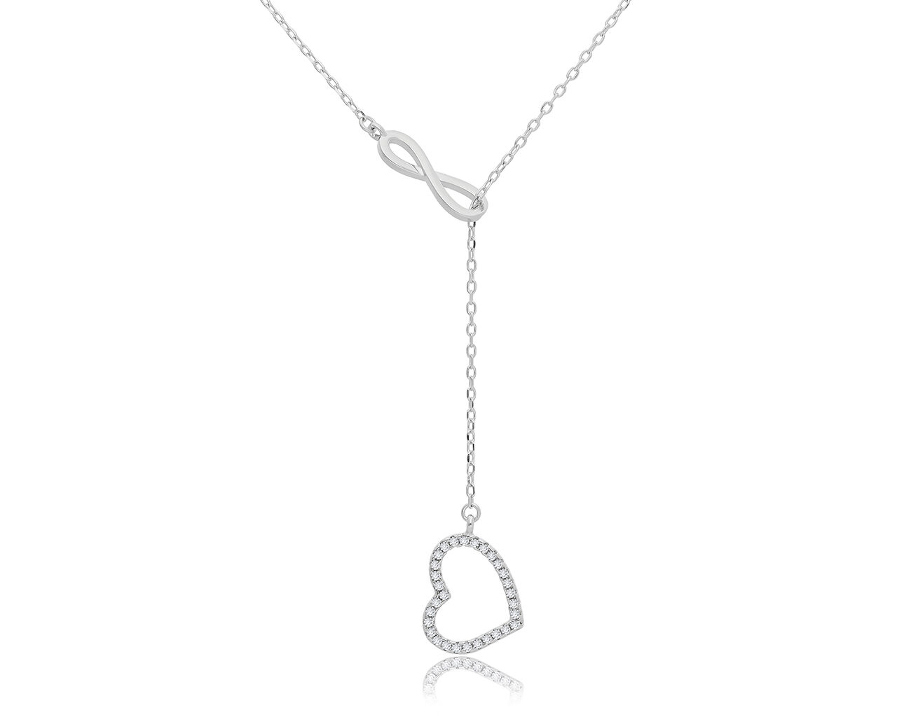 Naszyjnik srebrny krawatka serduszko i infiniti