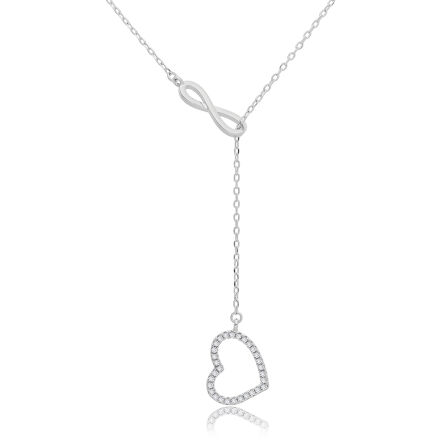 Naszyjnik srebrny krawatka serduszko i infiniti