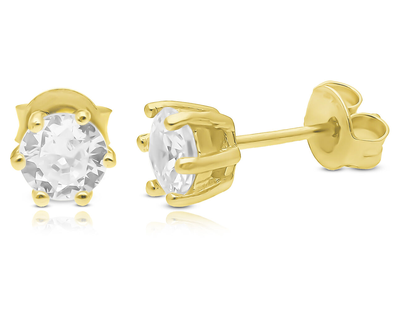 Kolczyki srebrne złocone sztyft okrągła cyrkonia