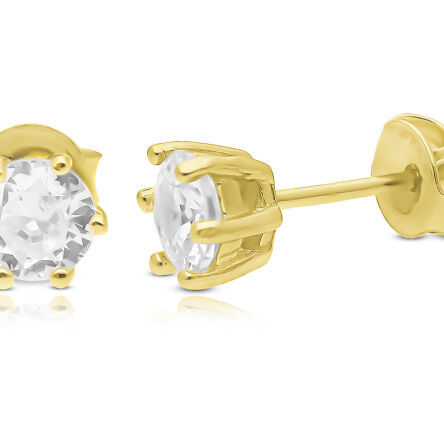 Kolczyki srebrne złocone sztyft okrągła cyrkonia