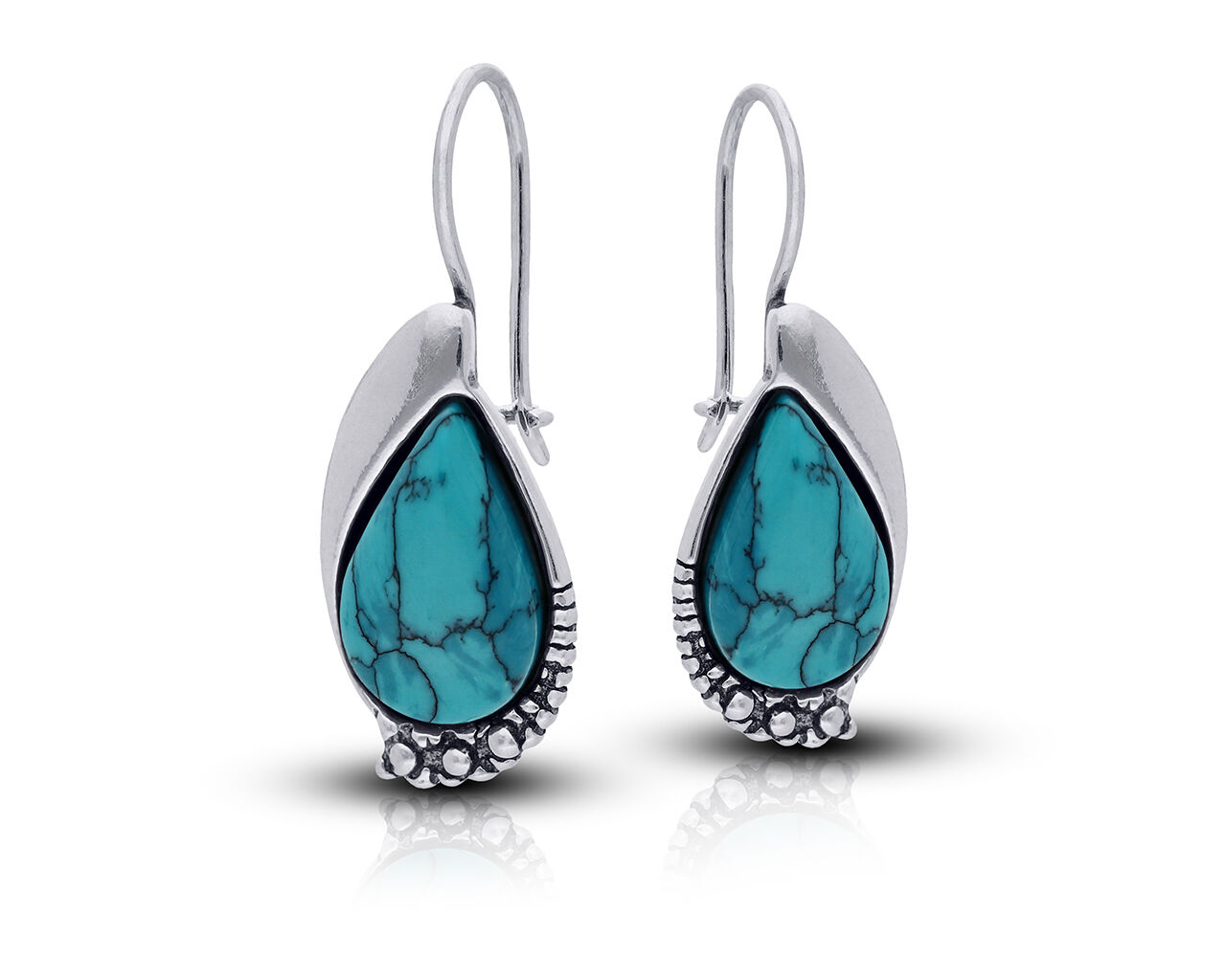 Srebrne kolczyki z turkusem wiszące