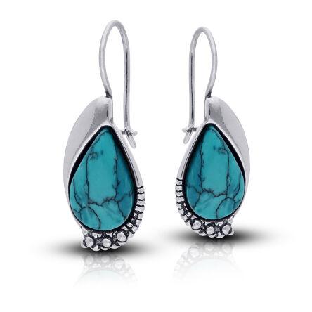 Srebrne kolczyki z turkusem wiszące