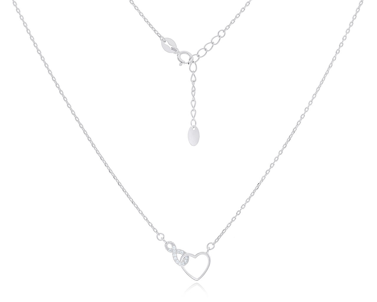 Naszyjnik srebrny z serduszkiem i infiniti