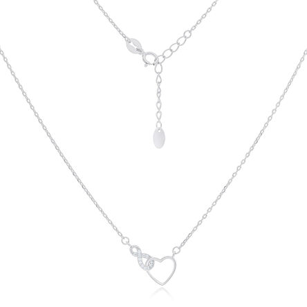 Naszyjnik srebrny z serduszkiem i infiniti