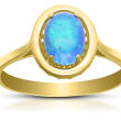 Złoty pierścionek 585 z niebieskim opalem - 2
