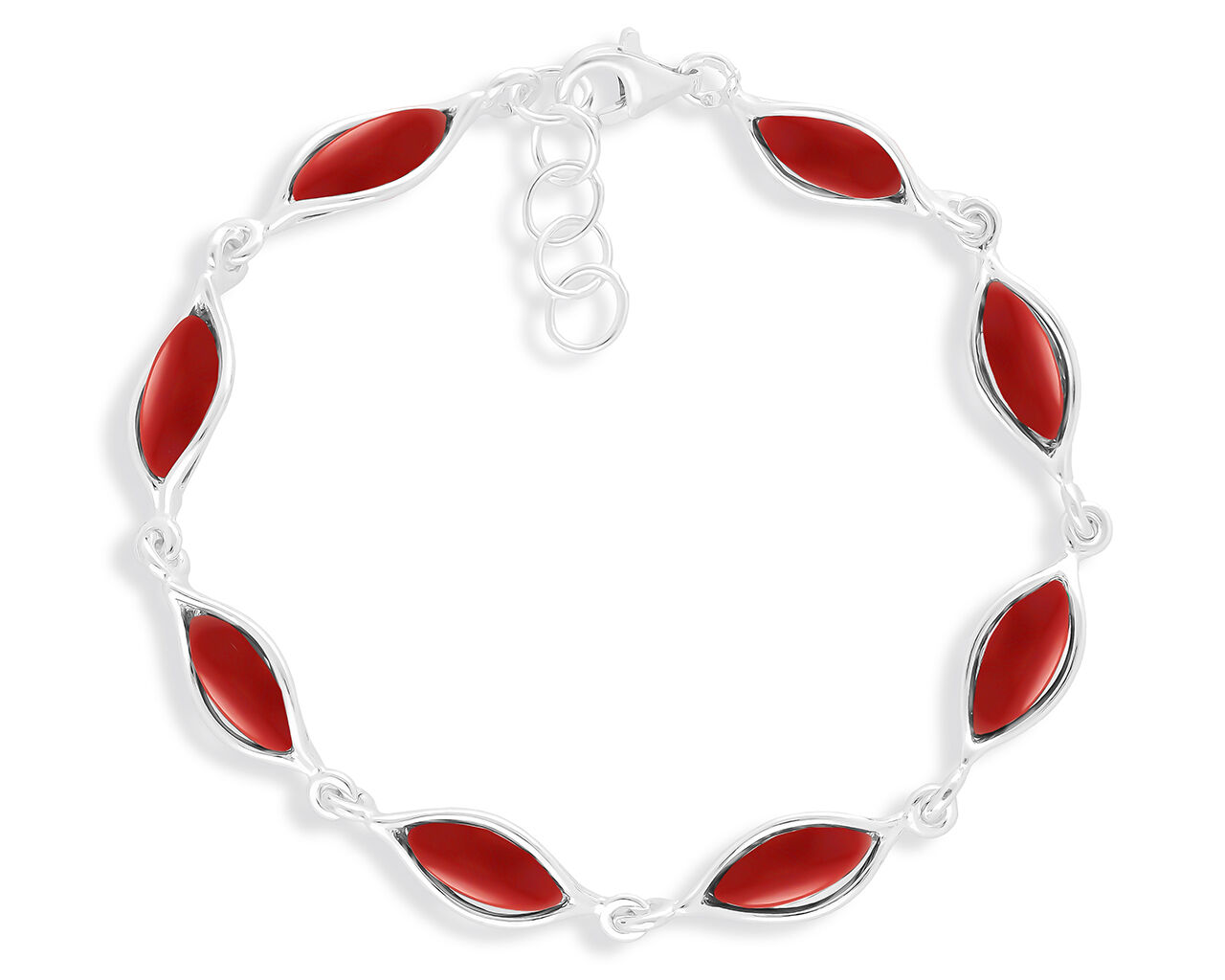 Bransoletka srebrna damska z czerwonym koralem