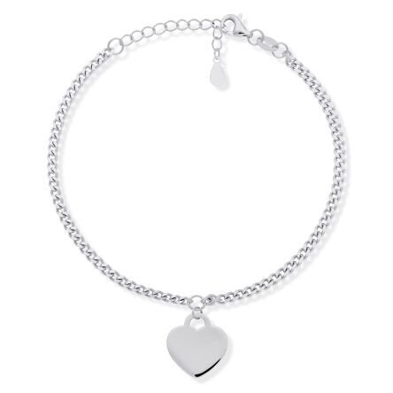 Bransoletka srebrna 925 serce z grawerem