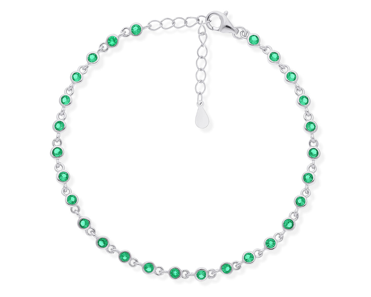 Bransoletka srebrna z zielonymi kamieniami