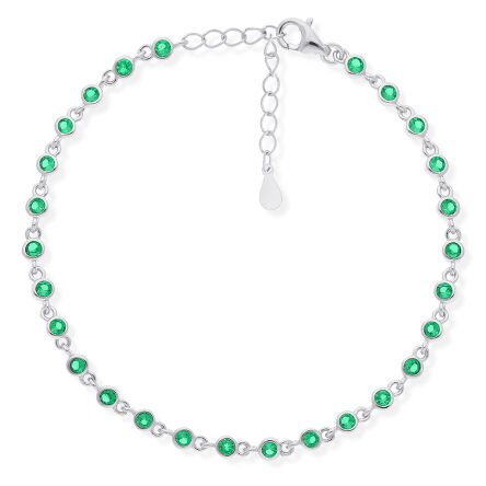 Bransoletka srebrna z zielonymi kamieniami