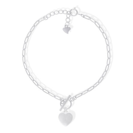 Bransoletka srebrna z gładkimi serduszkiem