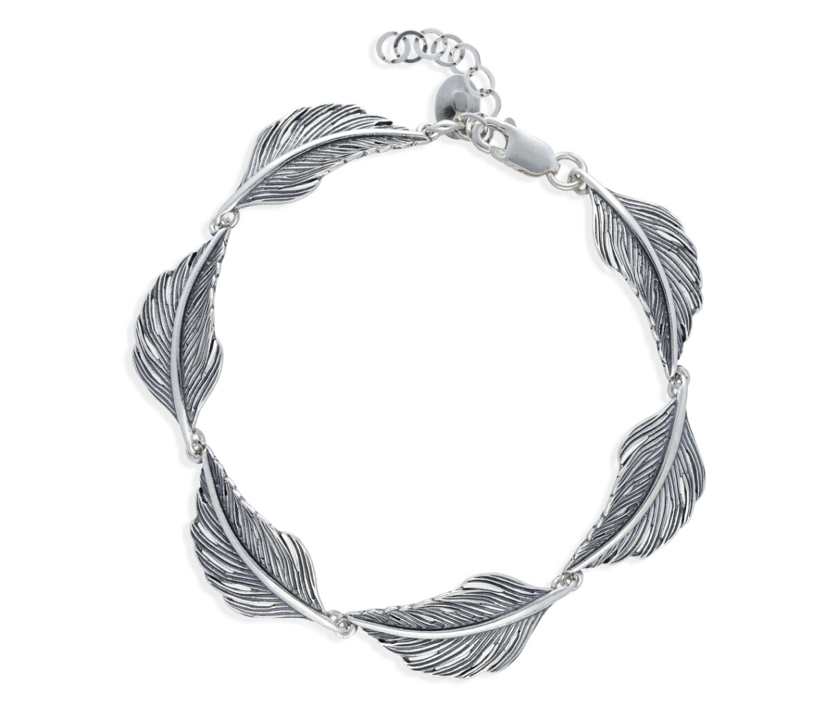 Bransoletka srebrna z liśćmi