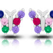 Kolczyki srebrne motyle kolorowe cyrkonie pr.925 - 2