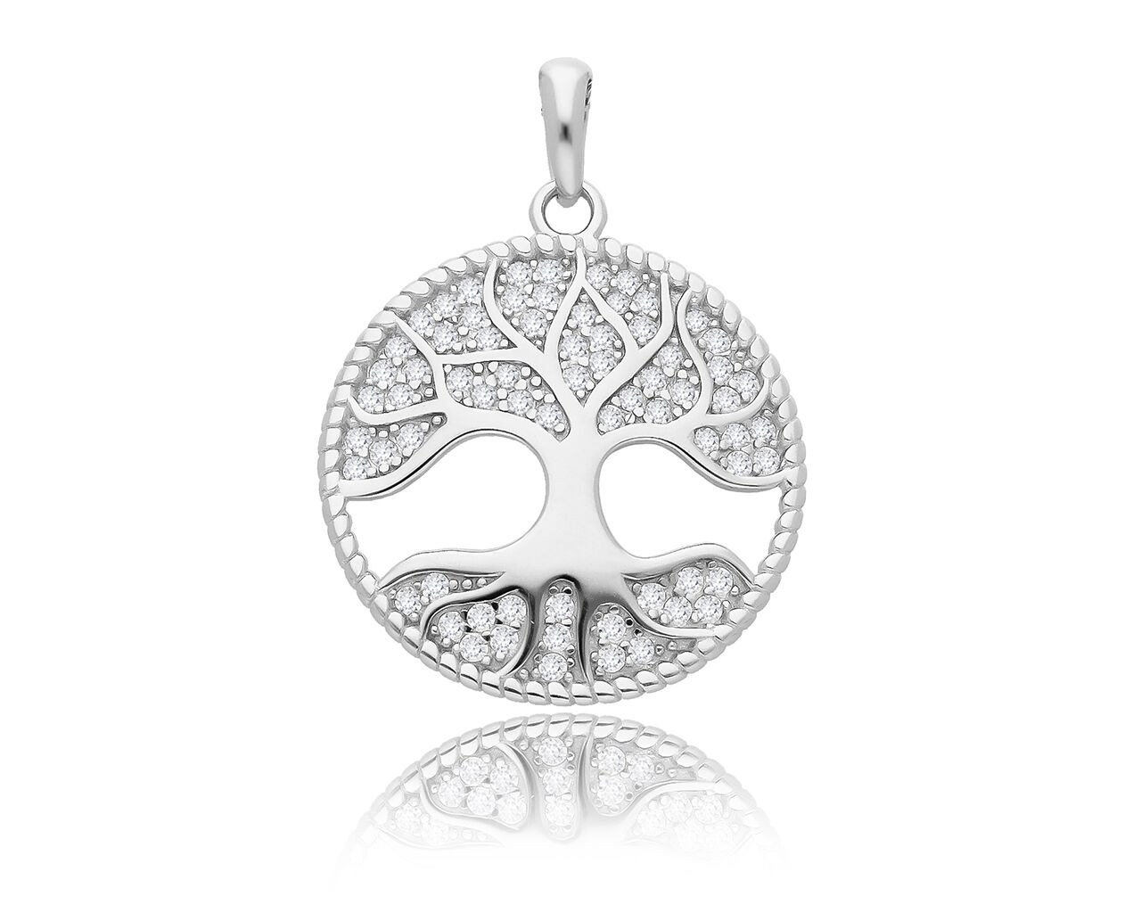 Srebrna zawieszka drzewko szczęścia z cyrkoniami