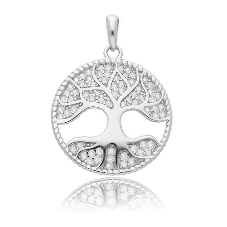 Srebrna zawieszka drzewko szczęścia z cyrkoniami