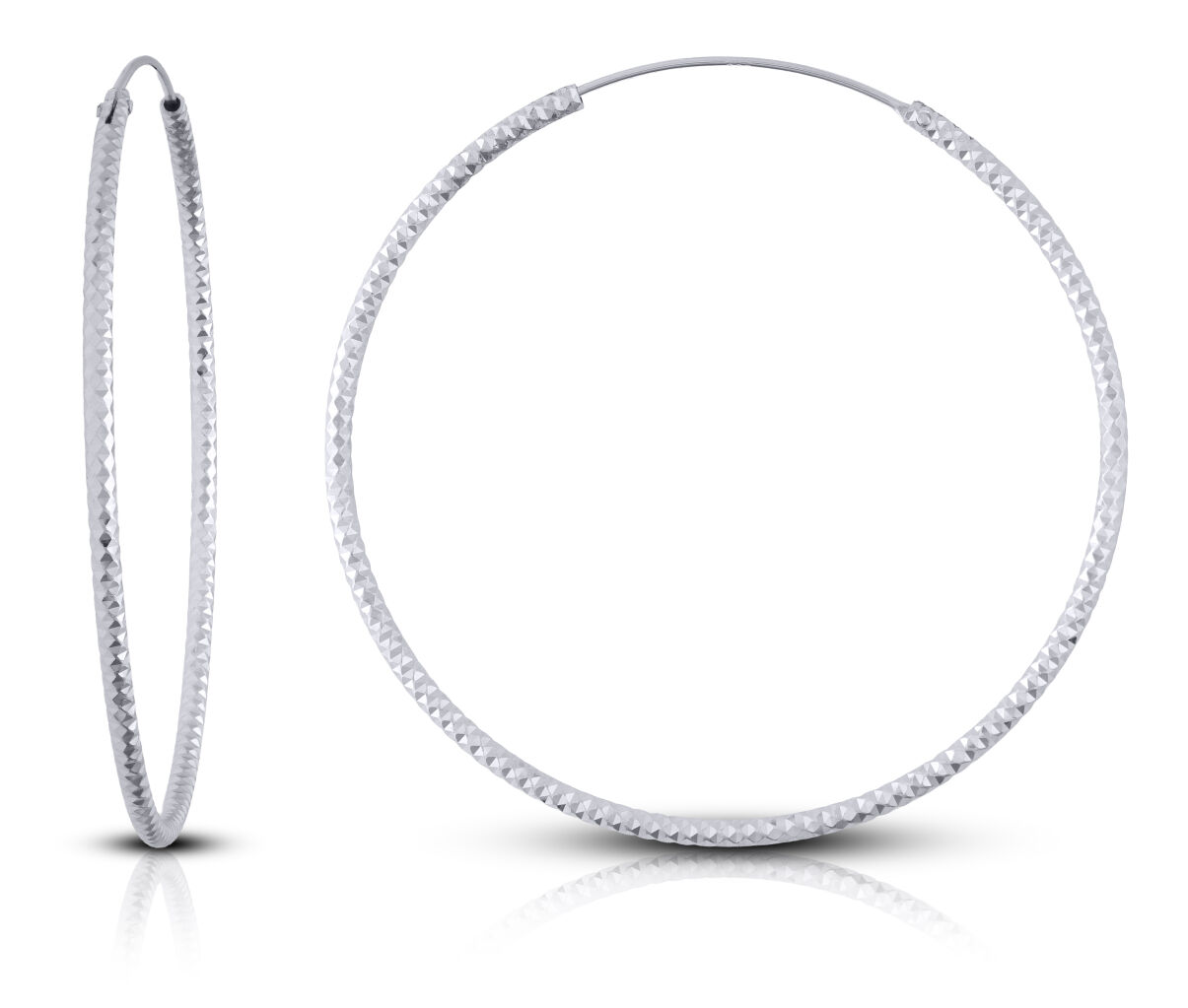 Kolczyki koła srebrne duże diamentowane pr.925