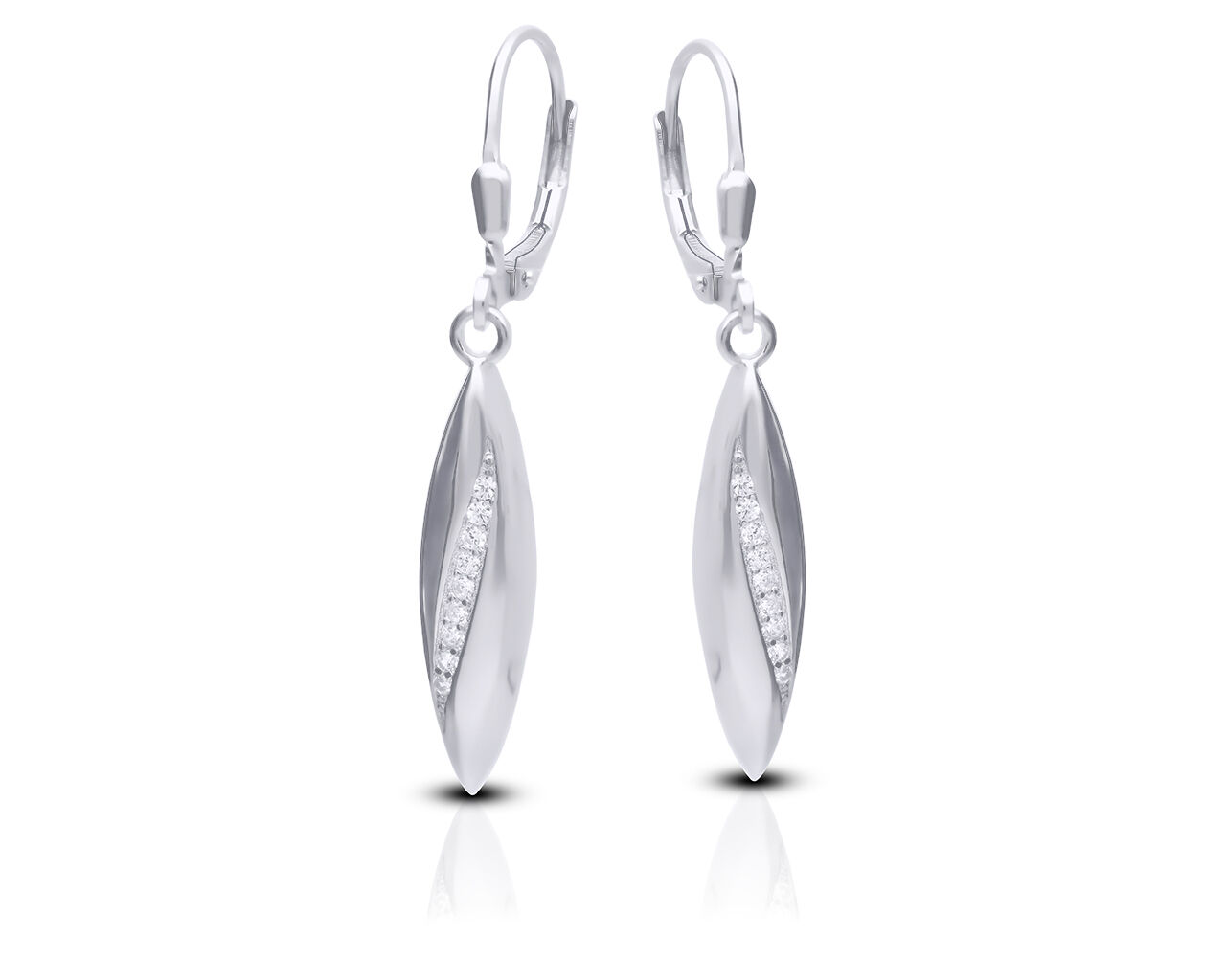 Kolczyki srebrne wiszące smukłe z cyrkoniami