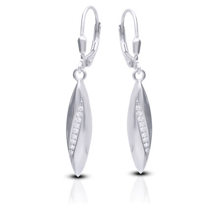 Kolczyki srebrne wiszące smukłe z cyrkoniami