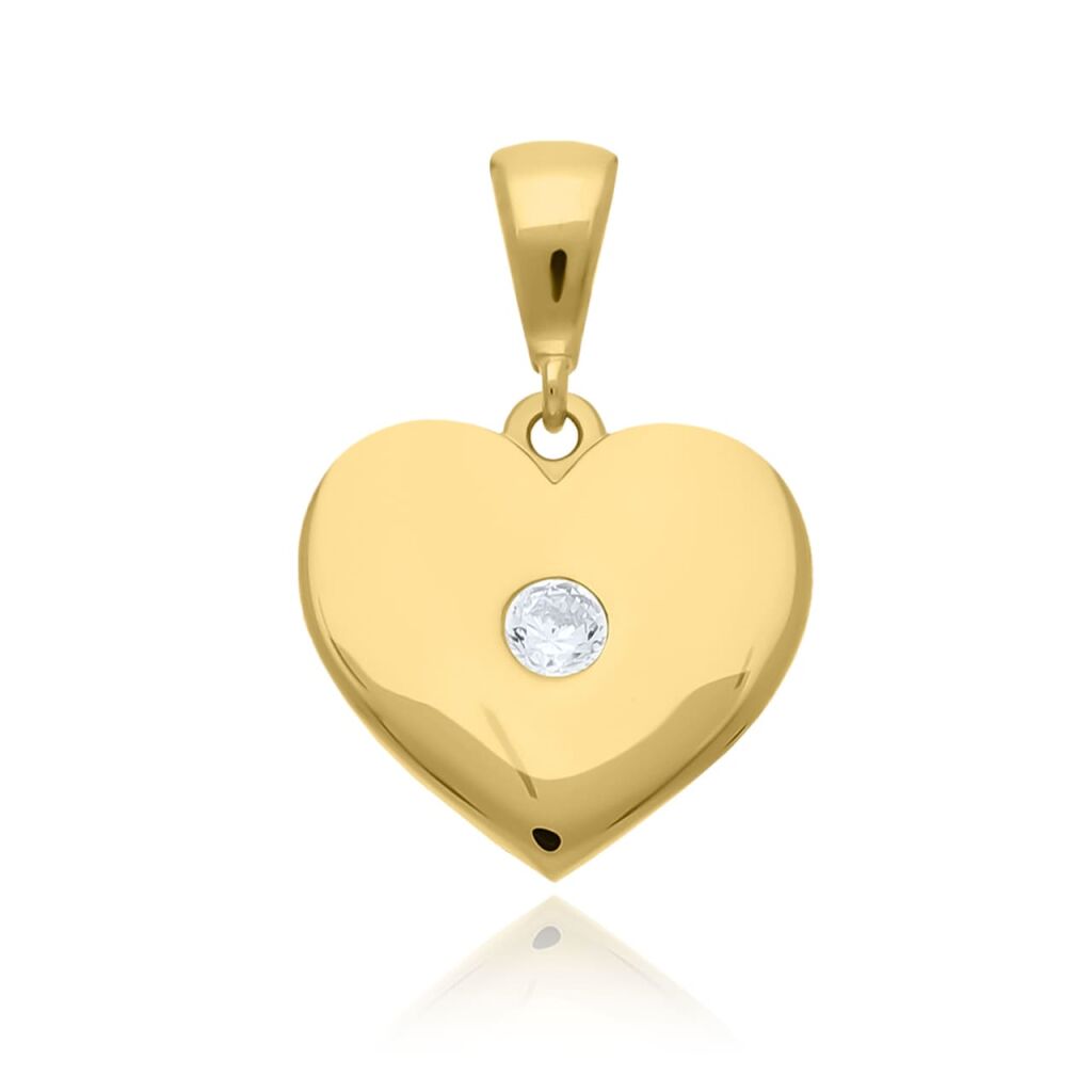 Zawieszka złota 585 serce z cyrkonią