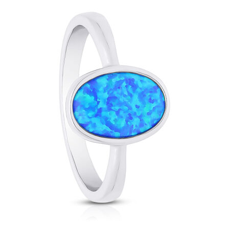 Pierścionek srebrny z opalem niebieskim