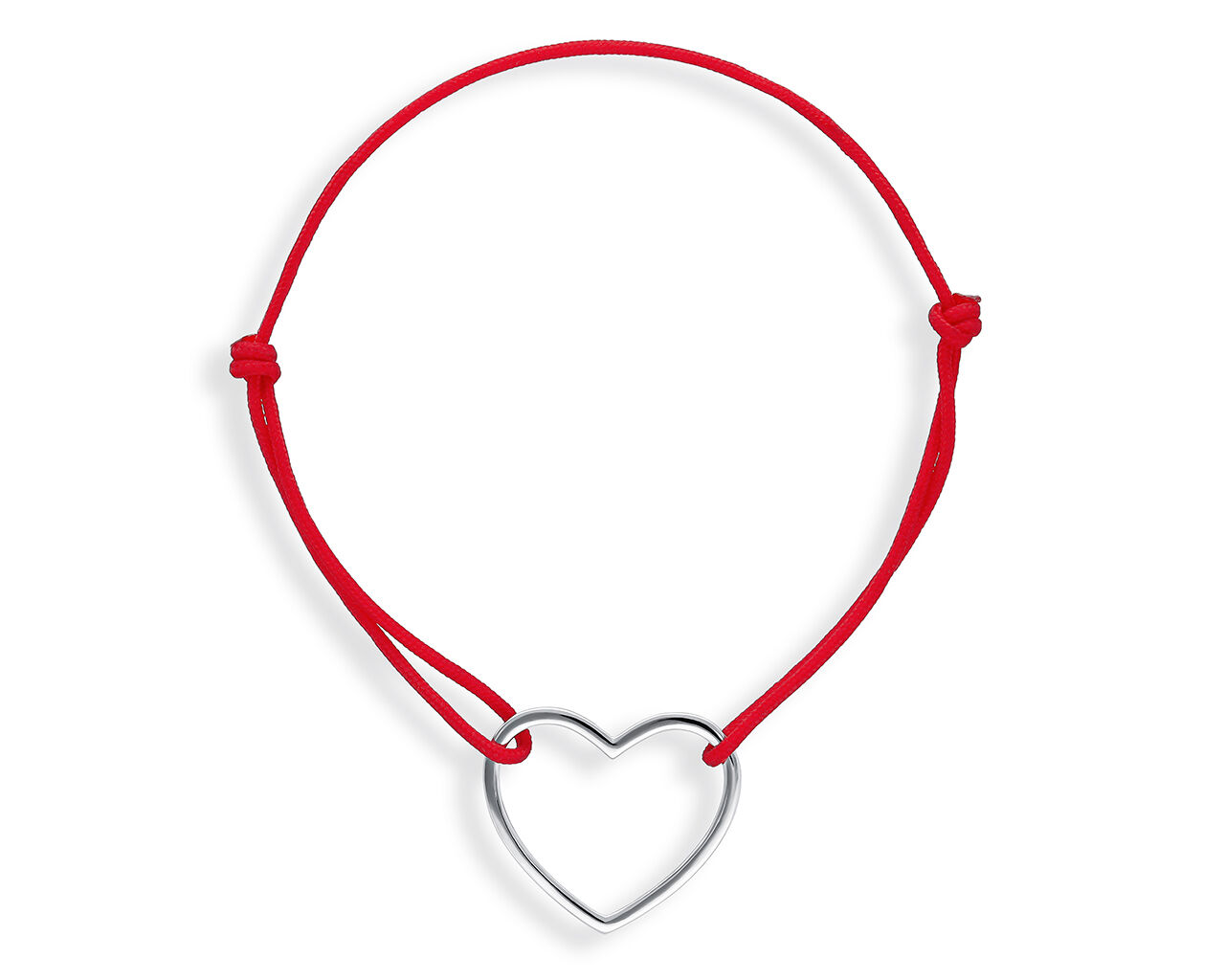 Bransoletka na sznurku czerwonym z serduszkiem