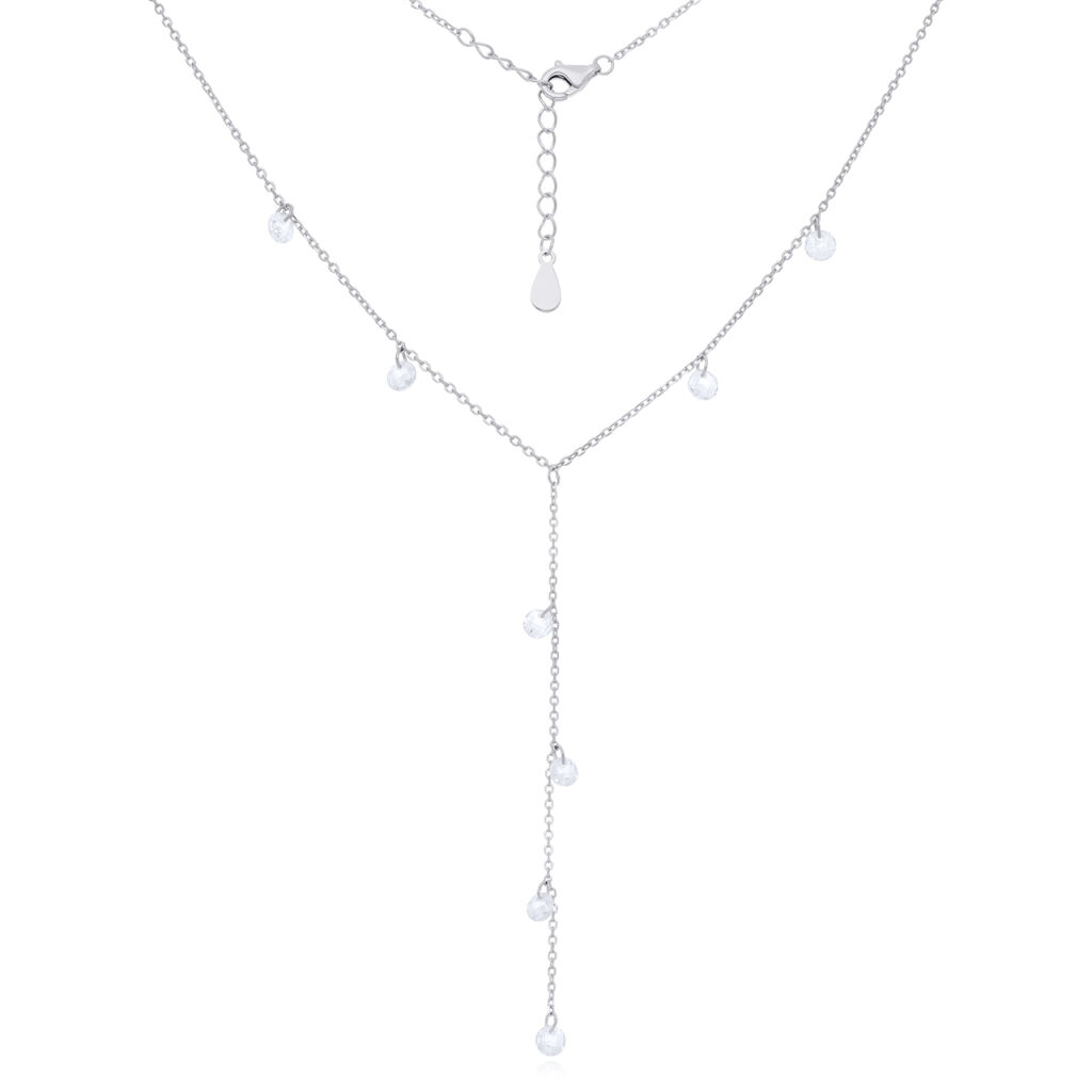 Naszyjnik srebrny krawatka wiszące cyrkonie pr.925