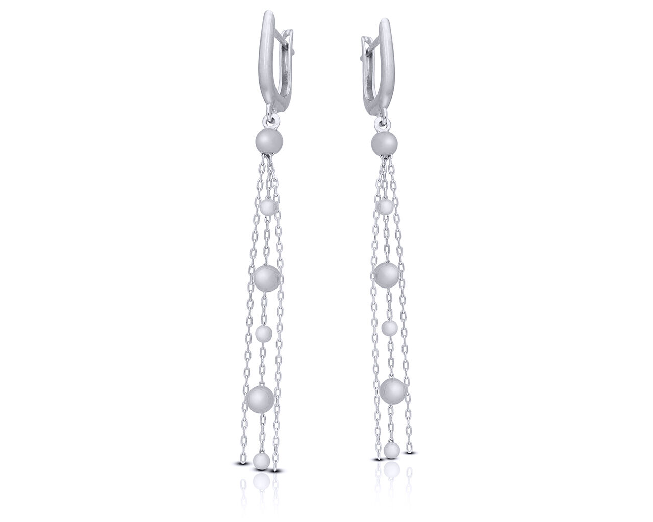 Kolczyki srebrne długie wiszące z kuleczkami
