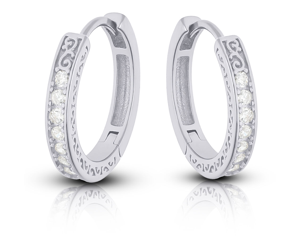 Kolczyki srebrne kółka z cyrkoniami