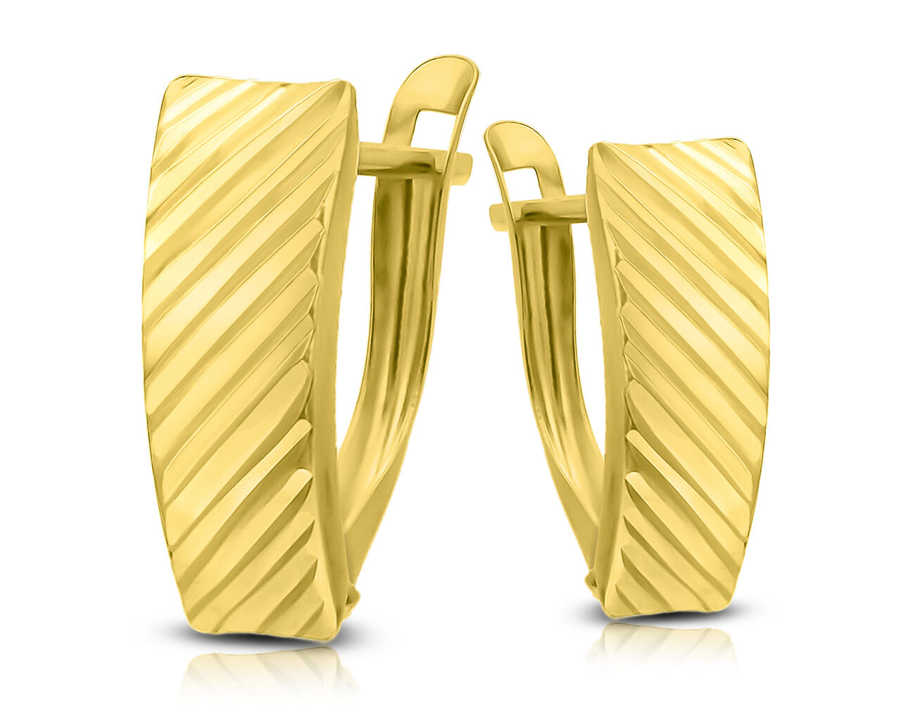 Złote kolczyki diamentowane na angielskim zapięciu