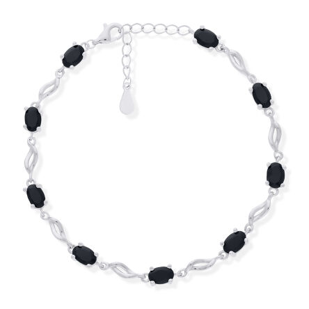 Bransoletka srebrna damska czarne cyrkonie pr.925