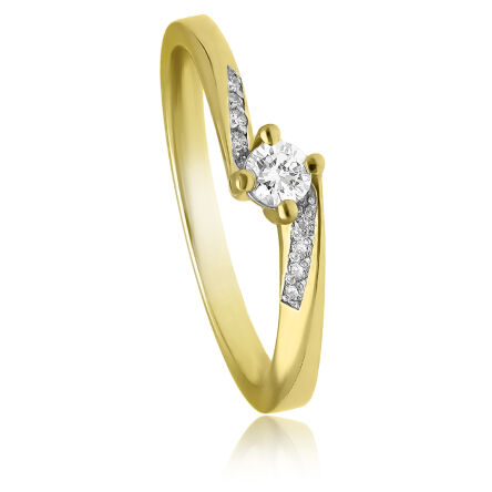 Pierścionek złoty 585 z brylantami 0,14 ct