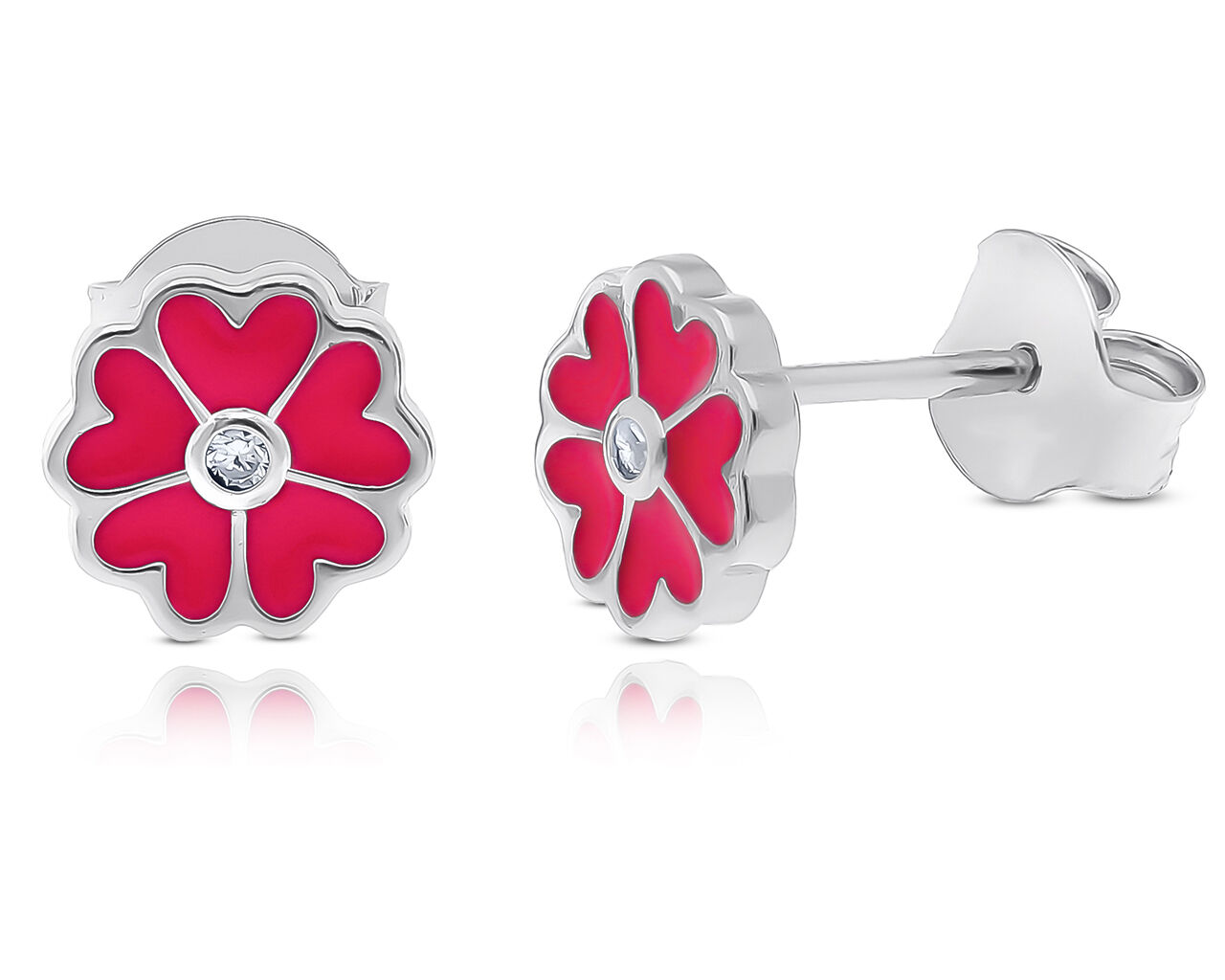 Kolczyki srebrne dla dziecka kwiatki na sztyfcie