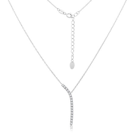 Naszyjnik srebrny krawatka z cyrkoniami