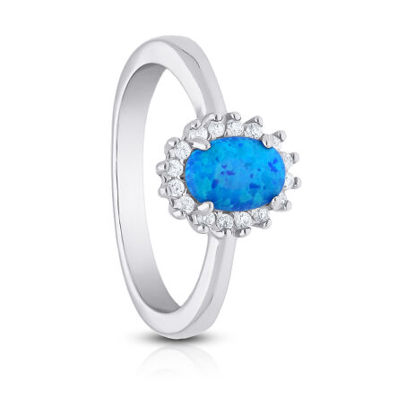 Pierścionek srebrny z niebieskim opalem
